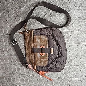 Fossil Brown & Coral Crossbody Bag